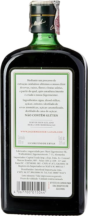 Licor, Jagermeister, Licores Herbais, 700 ml, Pacote de 1