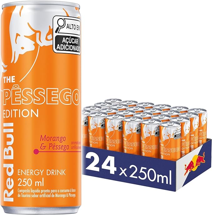 Pack de 24 Latas Red Bull Energético, Morango & Pêssego, 250ml